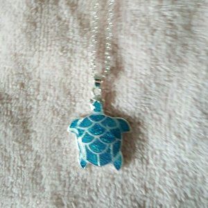 Turtle Ocean Blue Opal Necklace - NEW